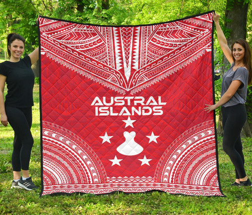 Austral Islands Premium Quilt - Austral Islands Flag Polynesian Chief Red Version 1