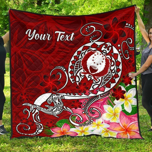 Pohnpei Custom Personalised Premium Quilt - Turtle Plumeria (Red) 1