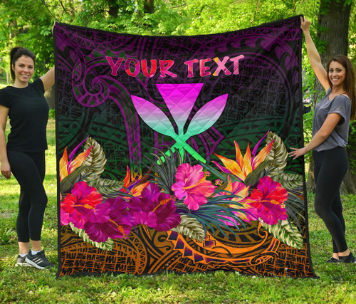 Polynesian Hawaii Personalised  Kanaka Maoli Premium Quilt - Summer Hibiscus 2