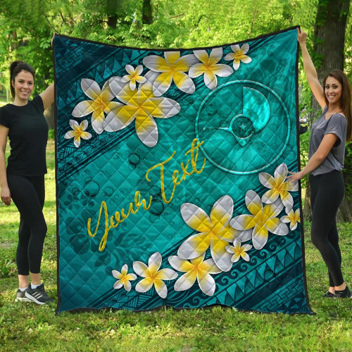 Yap Polynesian Custom Personalised Quilt - Plumeria With Blue Ocean 1
