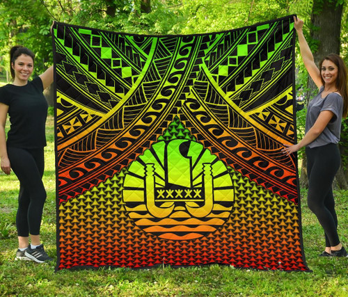 Polynesian Tahiti Premium Quilt - Reggae Vintage Polynesian Patterns 2