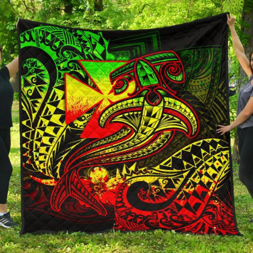 Polynesian Wallis and Futuna Premium Quilt - Reggae Shark Polynesian Tattoo 1