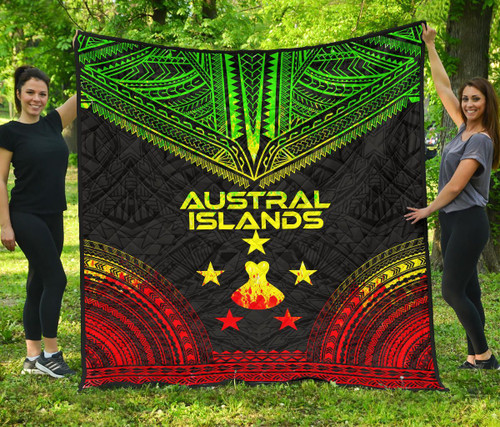 Austral Islands Premium Quilt - Austral Islands Flag Polynesian Chief Reggae Version 1
