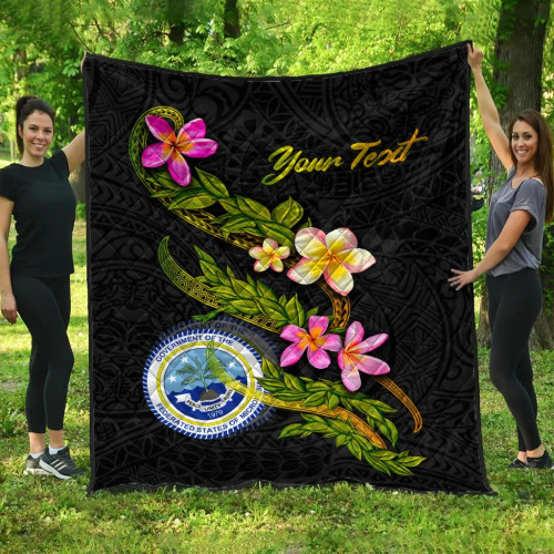 Federated States Of Micronesia Polynesian Custom Personalised Quilt - Plumeria Tribal 1