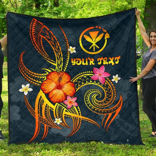 Polynesian Hawaii Personalised Pemium Quilt - Legend of Kanaka Maoli (Blue) 1