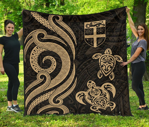 Fiji Polynesian Premium Quilt - Gold Tentacle Turtle 1