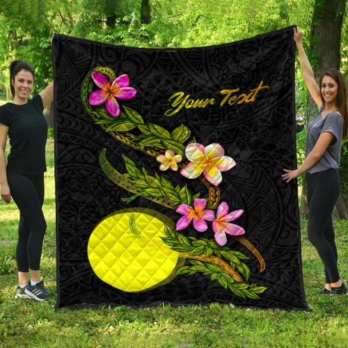 Palau Polynesian Custom Personalised Quilt - Plumeria Tribal 1