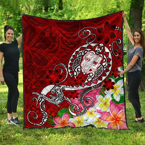 Fiji Premium Quilt  - Turtle Plumeria (Red) 1