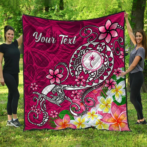 Kosrae Custom Personalised Premium Quilt - Turtle Plumeria (Pink) 1