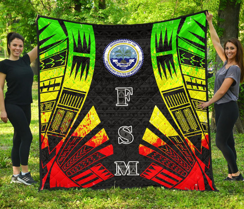 Federated States Of Micronesia Premium Quilt - Federated States Of Micronesia Seal Polynesian Reggae Tattoo 1
