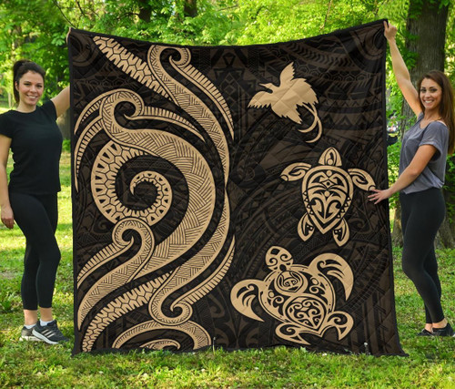 Papua New Guinea Premium Quilt - Gold Tentacle Turtle 1