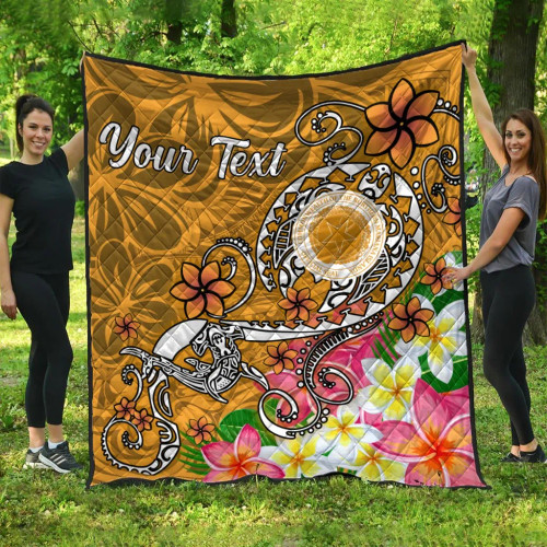CNMI Custom Personalised Premium Quilt - Turtle Plumeria (Gold) 1