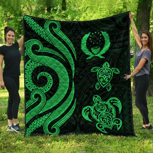 Pohnpei Premium Quilt - Green Tentacle Turtle 1