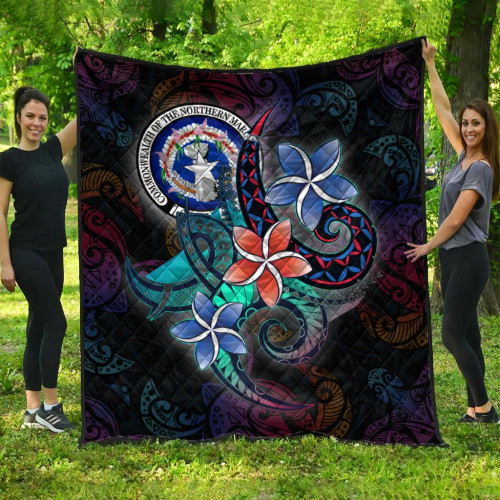 Northern Mariana Islands Quilt - Plumeria Flowers Style 1