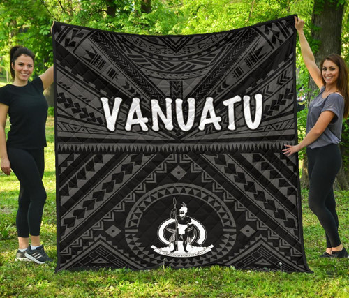 Vanuatu Premium Quilt - Vanuatu Seal With Polynesian Tattoo Style 2