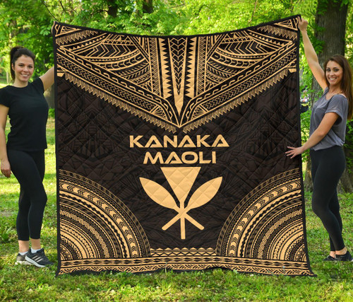 Hawaii Premium Quilt - Kanaka Maoli Polynesian Chief Gold Version 1