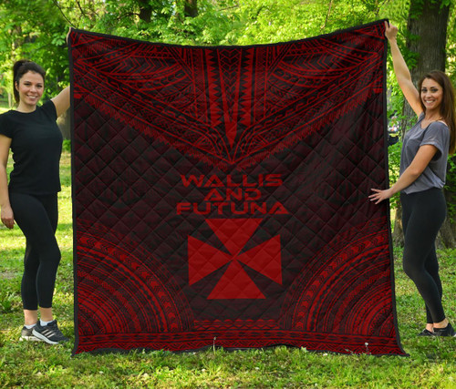 Wallis And Futuna Premium Quilt - Wallis And Futuna Coat Of Arms Polynesian Chief Red Version 1