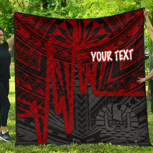 Tahiti Personalised Premium Quilt - Tahiti Seal In Heartbeat Patterns Style (Red) 1