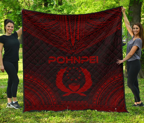 Pohnpei Premium Quilt - Pohnpie Flag Polynesian Chief Red Version 1