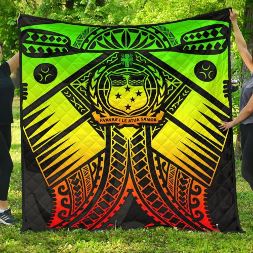Samoa Polynesian Premium Quilt - Samoa Reggae Seal with Polynesian Tattoo 1