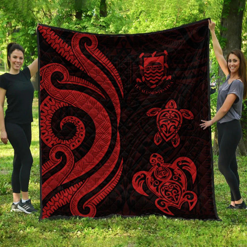Tuvalu Premium Quilt - Red Tentacle Turtle 1