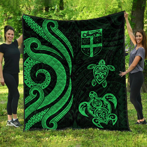 Fiji Polynesian Premium Quilt - Green Tentacle Turtle 1