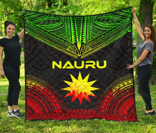 Nauru Premium Quilt - Nauru Flag Polynesian Chief Reggae Version 1