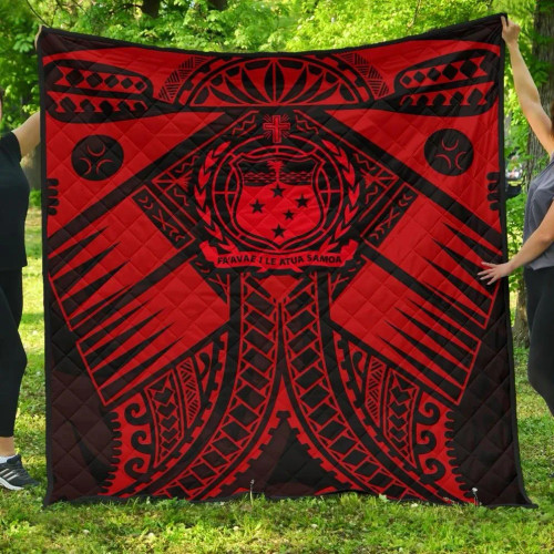 Samoa Polynesian Premium Quilt - Samoa Red Seal with Polynesian Tattoo 1