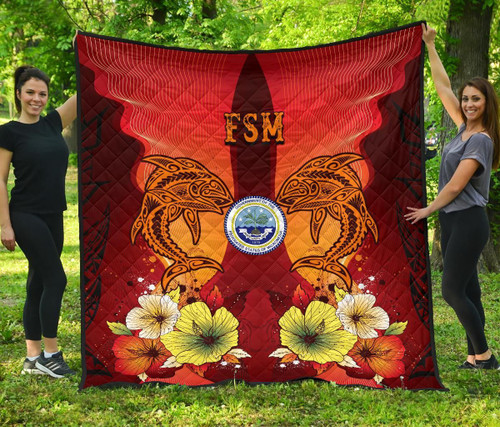 Federated States Of Micronesia Premium Quilt - Tribal Tuna Fish 1