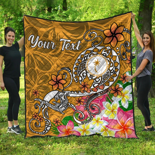 Kosrae Custom Personalised Premium Quilt - Turtle Plumeria (Gold) 1