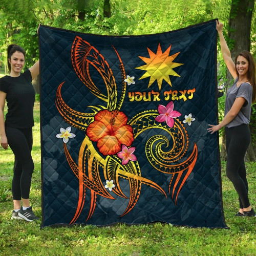 Nauru Polynesian Personalised Premium Quilt - Legend of Nauru (Blue) 3