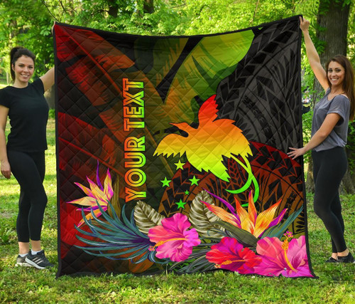 Papua New Guinea Polynesian Personalised Premium Quilt -  Hibiscus and Banana Leaves 2