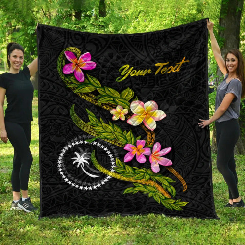 Chuuk Polynesian Custom Personalised Quilt - Plumeria Tribal 1