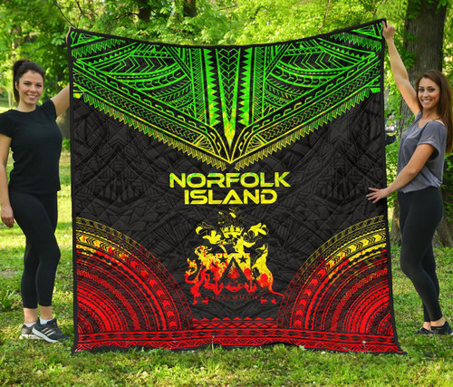 Norfolk Island Premium Quilt - Norfolk Island Coat Of Arms Polynesian Chief Reggae Version 1