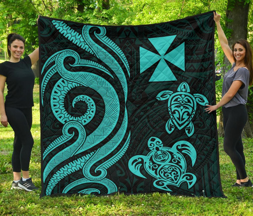Wallis and Futuna Premium Quilt - Turquoise Tentacle Turtle 1