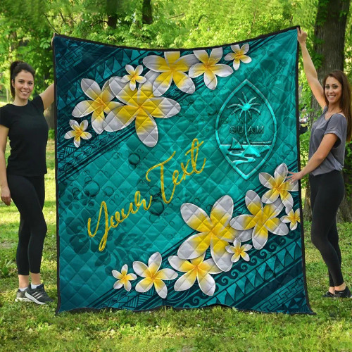 Guam Polynesian Custom Personalised Quilt - Plumeria With Blue Ocean 1