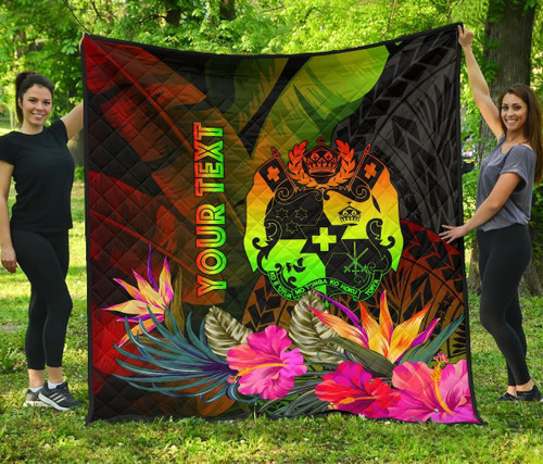 Tonga Polynesian Personalised Premium Quilt -  Hibiscus and Banana Leaves 2