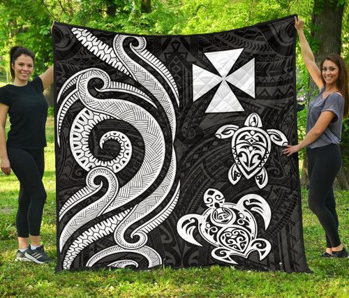 Wallis and Futuna Premium Quilt - White Tentacle Turtle 1
