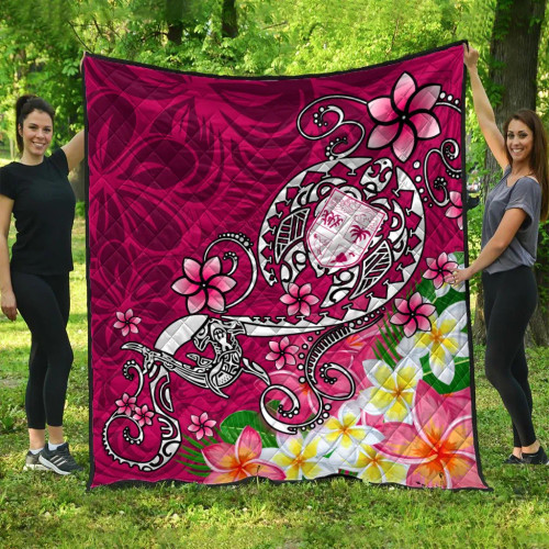 Fiji Premium Quilt  - Turtle Plumeria (Pink) 1