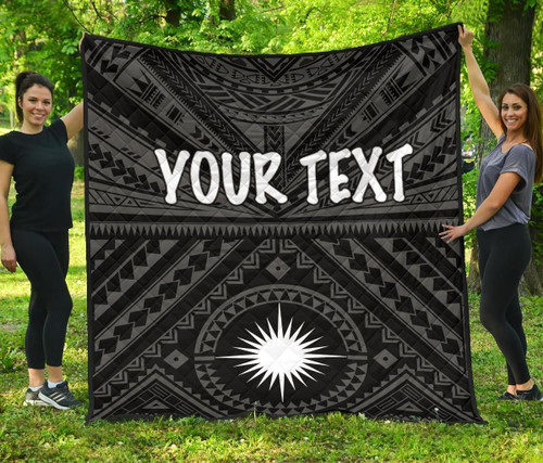 Marshall Personalised Premium Quilt - Marshall Seal With Polynesian Tattoo Style ( Black) 2
