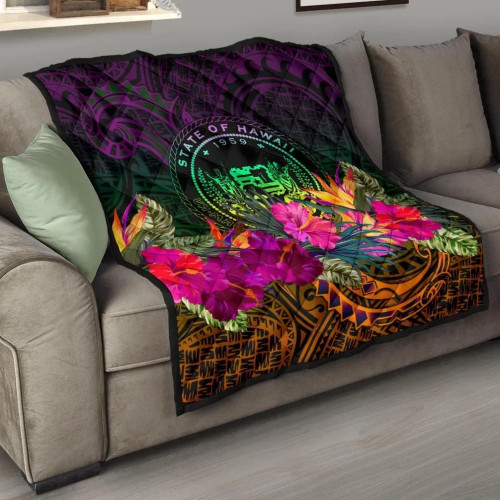 Polynesian Hawaii Premium Quilt - Summer Hibiscus 1