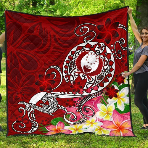 Pohnpei Premium Quilt - Turtle Plumeria (Red) 1