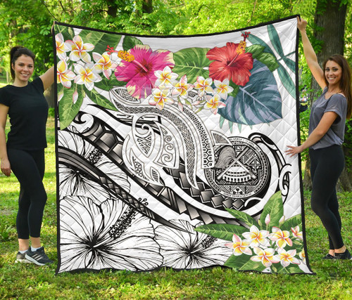 Polynesian American Samoa  Premium Quilt - Summer Plumeria (White) 3