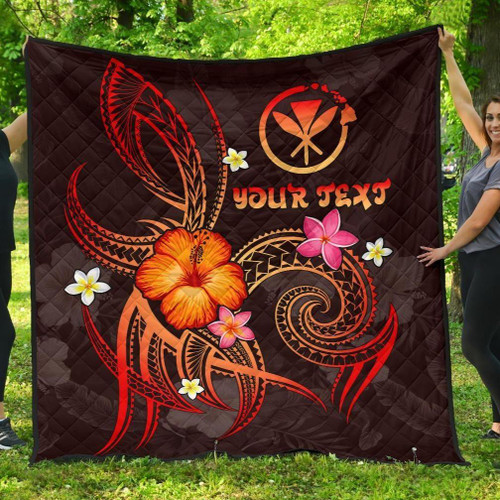 Polynesian Hawaii Personalised Premium Quilt - Legend of Kanaka Maoli (Red) 1