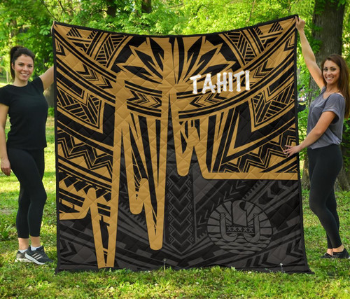 Tahiti Premium Quilt - Tahiti Seal In Heartbeat Patterns Style (Gold) 2