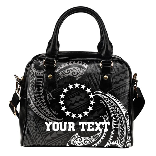 Cook Islands Polynesian Custom Personalised Shoulder Handbag - White Tribal Wave 1