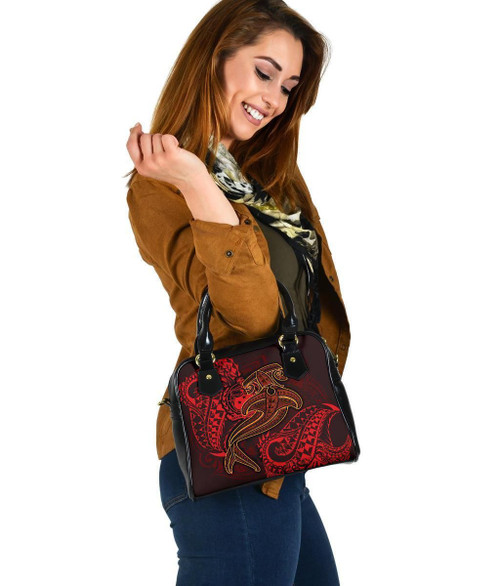 Samoa Shoulder Handbag - Red Shark Polynesian Tattoo 1