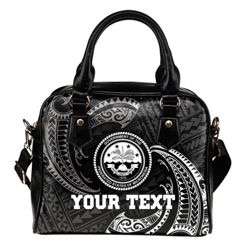 Federated States Of Micronesia Custom Personalised Shoulder Handbag - White Tribal Wave 1