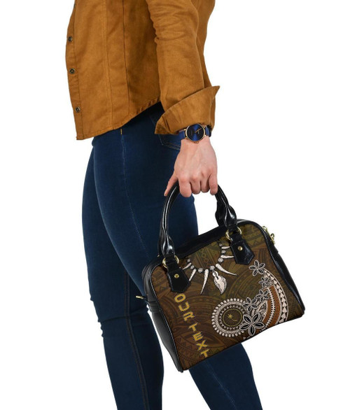 Chuuk Custom Personalised Shoulder Handbag - Polynesian Boar Tusk 1
