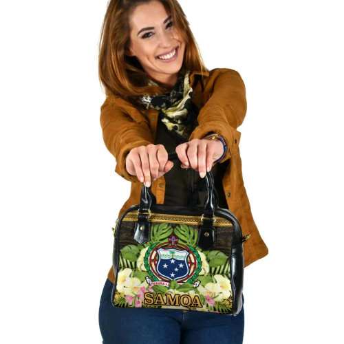 Samoa Shoulder Handbag - Polynesian Gold Patterns Collection 1